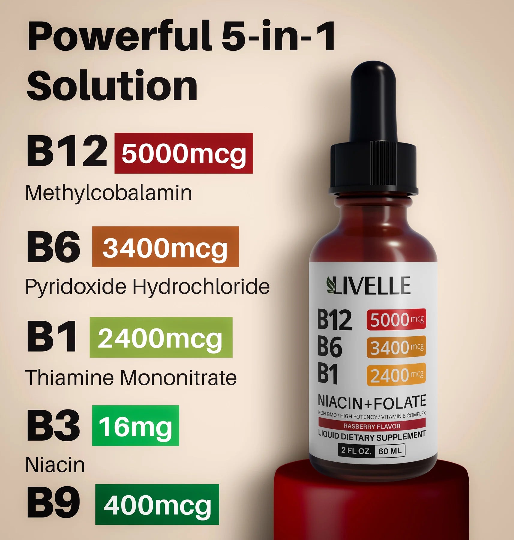 Vitamin B12 Raspberry Liquid Supplement